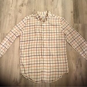 Croft & Barrow Cream, Brown, & Orange Plaid Button Down Shirt